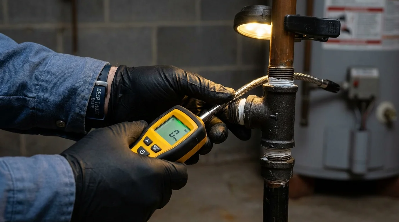 Gas leak detection with electronic sniffer by Johns Plumbing LLC in Palm City